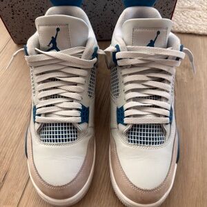 Nike Jordan Fours. White and Military Blue Men's Sneakers.